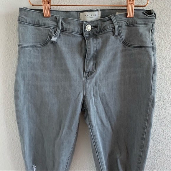 PacSun Ankle Jegging Gray Distressed Raw Hem 28 - Picture 5 of 11